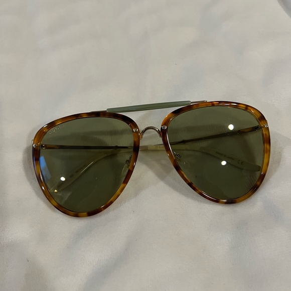 Gucci Havana Gold/ Green Aviator Sunglasses - Picture 4 of 11